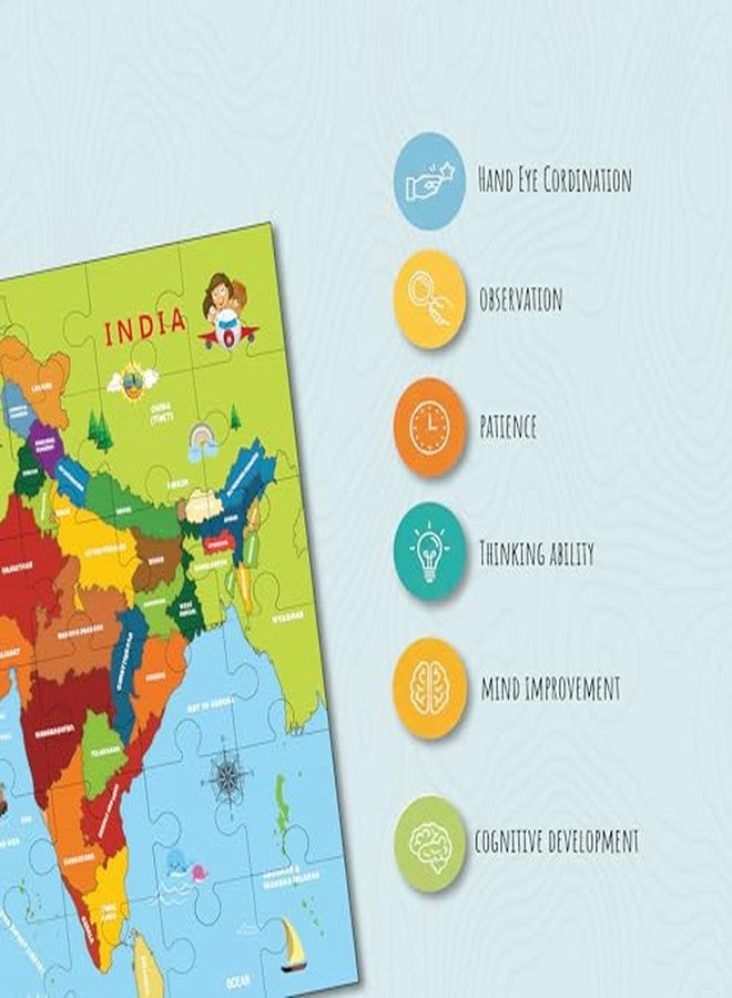 Khilonewale India Map Jigsaw Puzzle for Kids 3+ Years | 8x12 Inch Educational India Geography Puzzle - Image 4